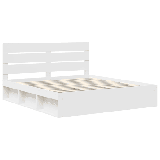 Estrutura de cama de casal com cabeceira king size - Branco 200 x 200 cm