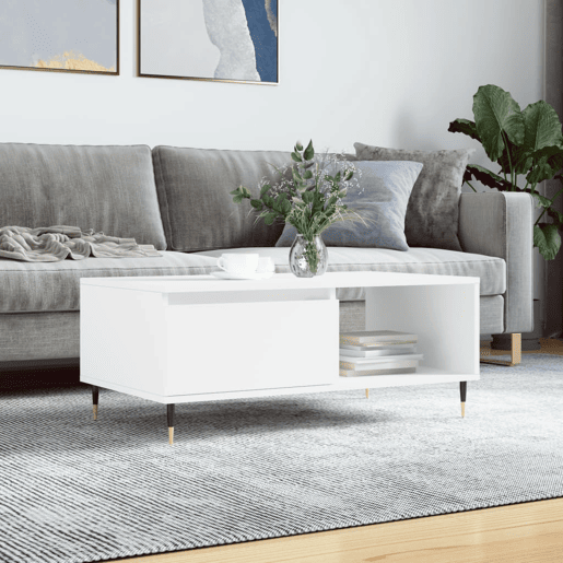 Mesa de Centro, Mesa baixa, 90x50x36,5 cm derivados de madeira branco