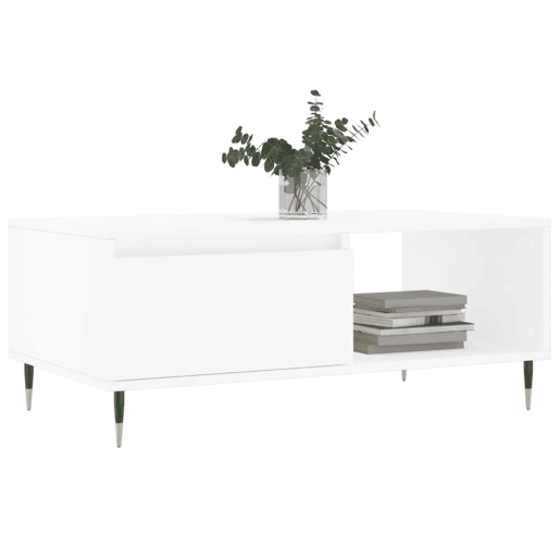 Mesa de Centro, Mesa baixa, 90x50x36,5 cm derivados de madeira branco