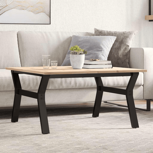 Mesa de Centro, Mesa baixa, estrutura em Y 80x80x45 cm pinho e aço