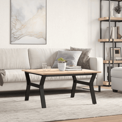 Mesa de Centro, Mesa baixa, estrutura em Y 80x80x45 cm pinho e aço