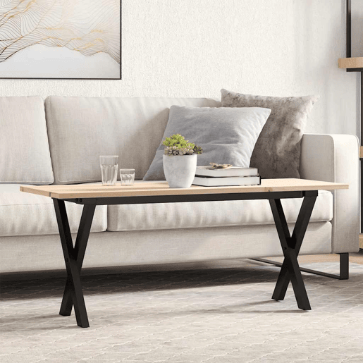 Mesa de Centro, Mesa baixa, estrutura em X 110x40x45cm pinho e aço
