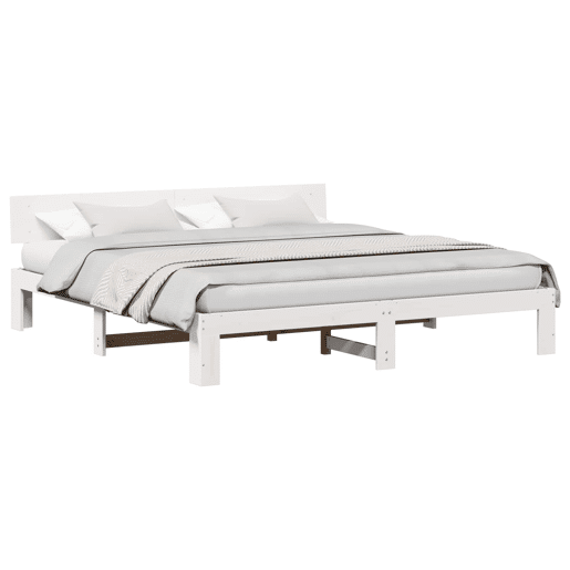 Estrutura de cama de casal com cabeceira king size - Branco 200 x 200 cm