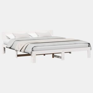 Estrutura de cama de casal com cabeceira king size - Branco 200 x 200 cm
