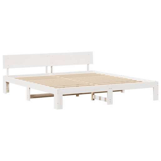 Estrutura de cama de casal com cabeceira king size - Branco 200 x 200 cm