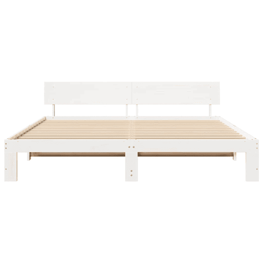 Estrutura de cama de casal com cabeceira king size - Branco 200 x 200 cm