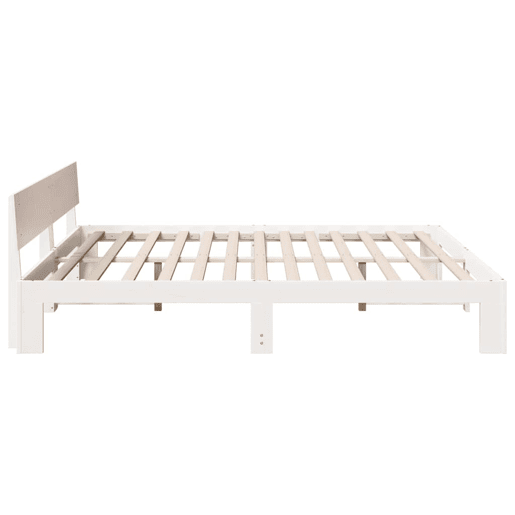 Estrutura de cama de casal com cabeceira king size - Branco 200 x 200 cm