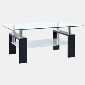 Mesa de Centro, Mesa baixa 95x55x40 cm preto vidro temperado transparente