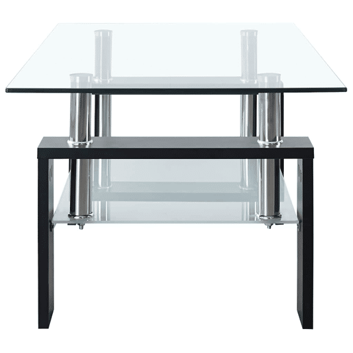 Mesa de Centro, Mesa baixa 95x55x40 cm preto vidro temperado transparente