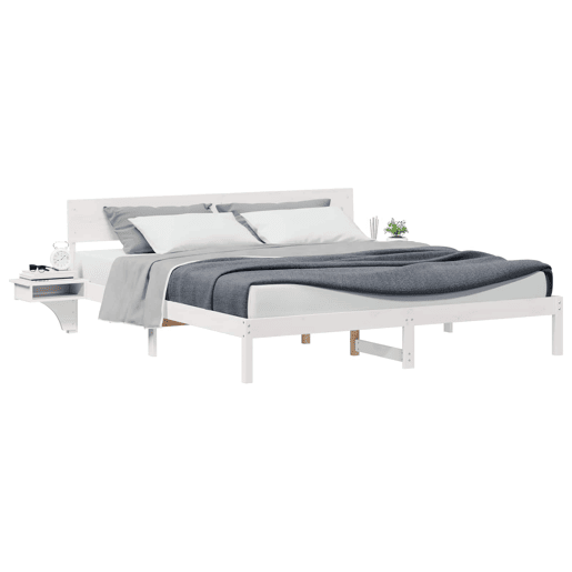 Estrutura de cama de casal com cabeceira king size - Branco 200 x 200 cm