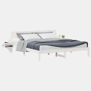 Estrutura de cama de casal com cabeceira king size - Branco 200 x 200 cm