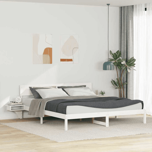 Estrutura de cama de casal com cabeceira king size - Branco 200 x 200 cm