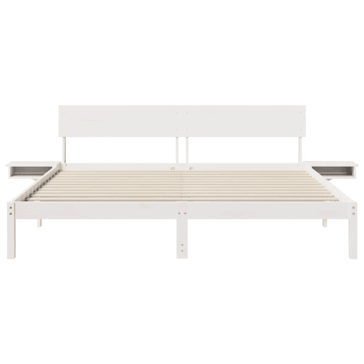 Estrutura de cama de casal com cabeceira king size - Branco 200 x 200 cm