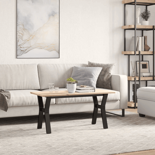 Mesa de Centro, Mesa baixa, estrutura em Y 100x50x45cm pinho e aço