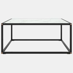 Mesa de Centro, Mesa baixa, 80x80x35 cm vidro mármore branco