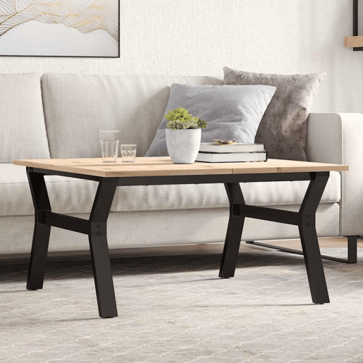 Mesa de Centro, Mesa baixa, estrutura em Y 90x90x45 cm pinho e aço