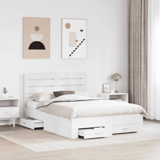Estrutura da Cama de casal moderno para adultos com gaveta com cabeceira Madeira processada