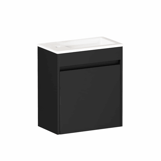 Móvel de casa de banho de 46 cm - amplo espaço de arrumação com porta com fecho suave - preto