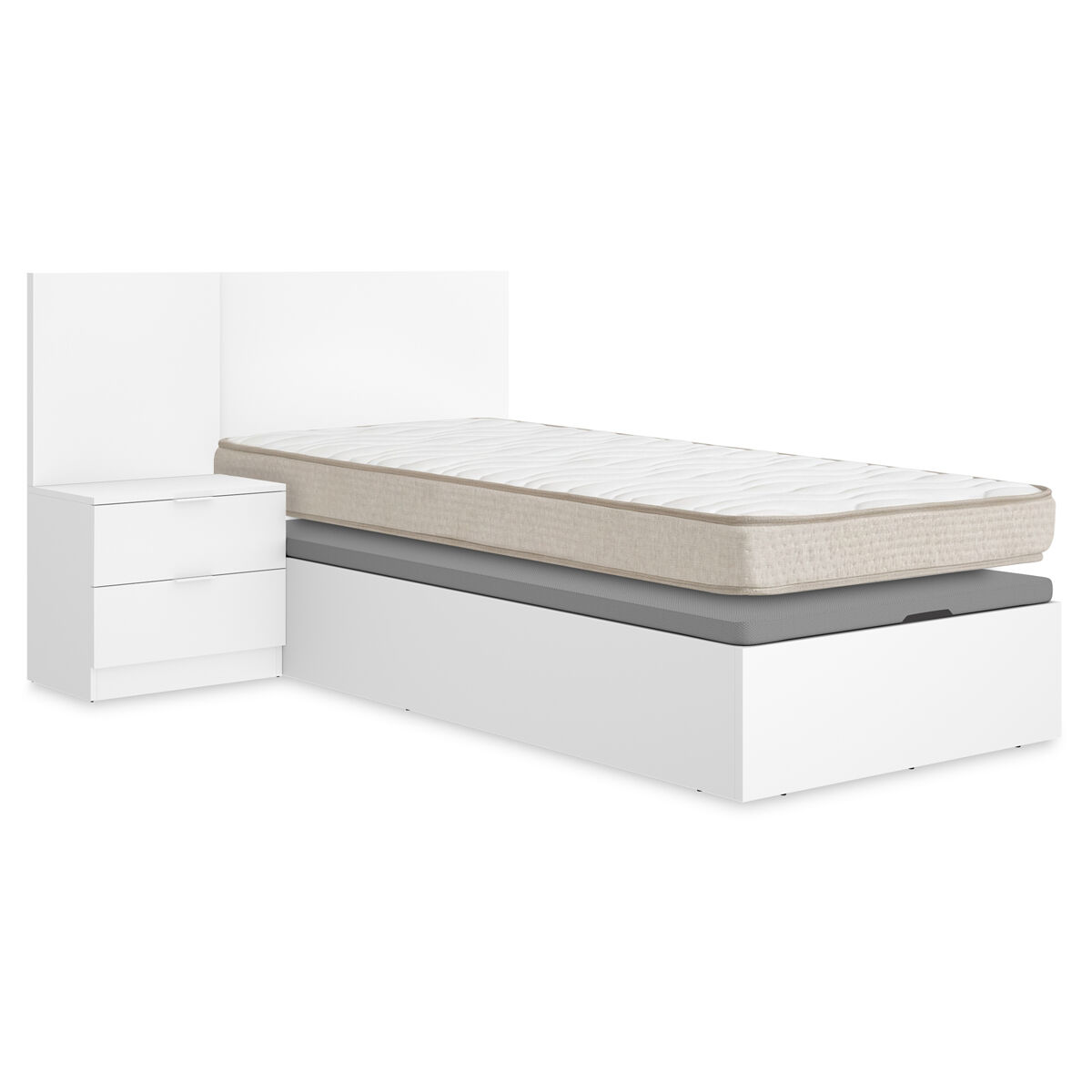 Pack Canapé, Cabecero, Mesa Flow, Colchón viscoelástico Nova