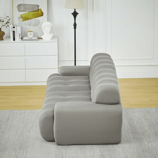 Sofá Cloud de 2 lugares - design moderno e curvo com braços largos e estofamento com botões, sem montagem - cinzento