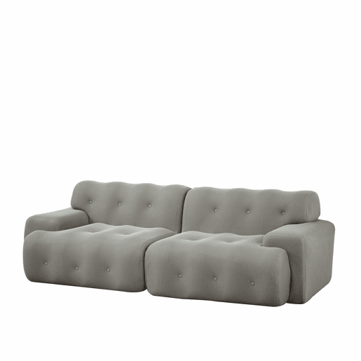 Sofá Cloud de 2 lugares - design moderno e curvo com braços largos e estofamento com botões, sem montagem - cinzento