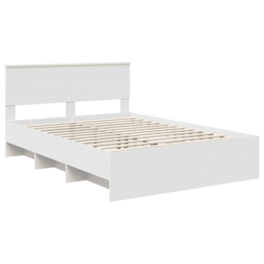 Estrutura De Cama De Casal Simple - Branco 140 x 200 cm Madeira processada Estrutura De Cama De Casal Simple - Branco 140 x 200 cm Madeira processada