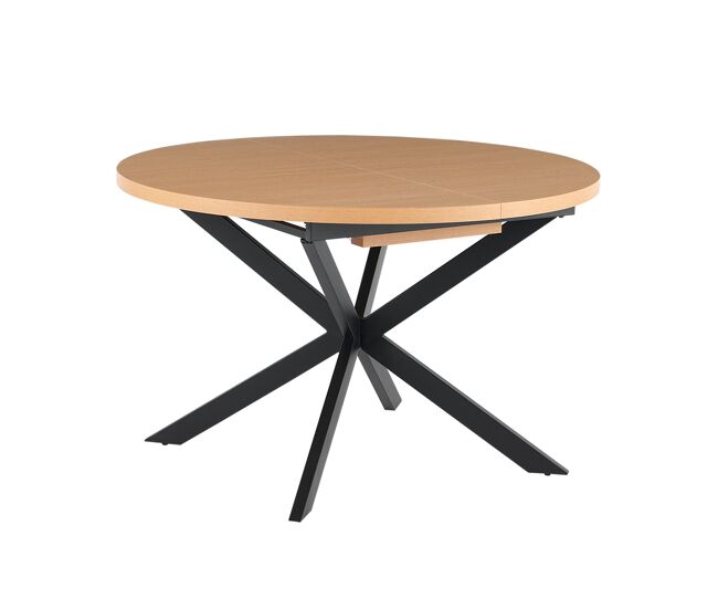 Mesa de comedor redonda extensible elvia natural y madera para hogar moderno mueble de almacenaje - homekit