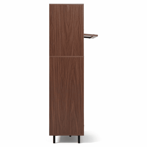 Armário alto 80 x 40 x 163 cm - 5 portas basculantes, rattan, madeira com pés de metal, grande espaço de arrumação, sala, corredor, cozinha - nogueira