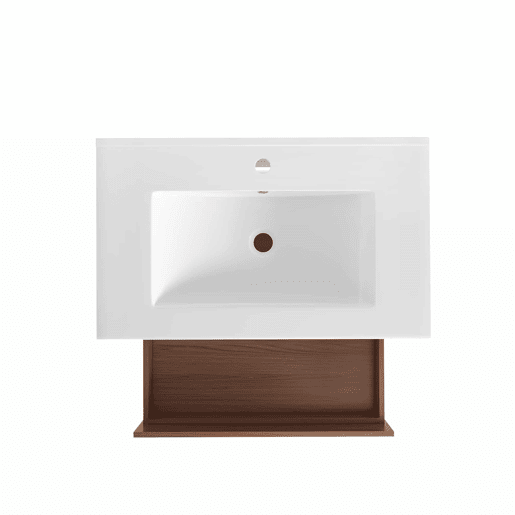 Armário de casa de banho de 76 cm - com amplo espaço de arrumação e 2 gavetas - castanho-avermelhado