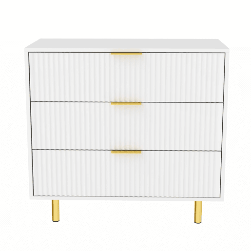 Aparador com 3 gavetas 72x80x40 cm - design moderno, móvel de arrumação - branco e dourado