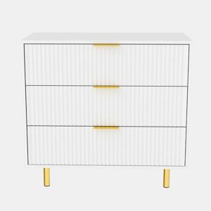 Aparador com 3 gavetas 72x80x40 cm - design moderno, móvel de arrumação - branco e dourado