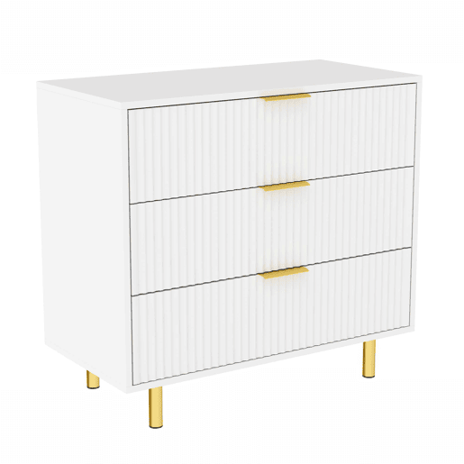 Aparador com 3 gavetas 72x80x40 cm - design moderno, móvel de arrumação - branco e dourado