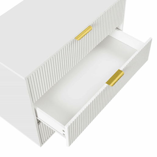 Aparador com 3 gavetas 72x80x40 cm - design moderno, móvel de arrumação - branco e dourado
