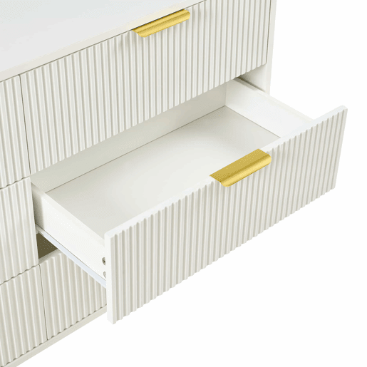 Aparador modular 72 x 200 x 40 cm u2013 com 9 gavetas, design moderno, móvel de arrumação u2013 branco e dourado