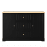Aparador moderno de 126 cm - 3 gavetas e portas tipo frigorífico - Preto