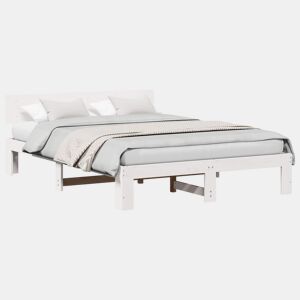 Estrutura da Cama de casal simple com cabeceira Branco 140 x 200 cm