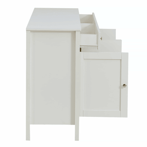 Aparador de sala de jantar - 2 gavetas e 4 portas, estilo elegante, puxadores dourados, grande capacidade de arrumação - branco