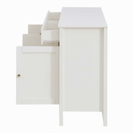 Aparador de sala de jantar - 2 gavetas e 4 portas, estilo elegante, puxadores dourados, grande capacidade de arrumação - branco