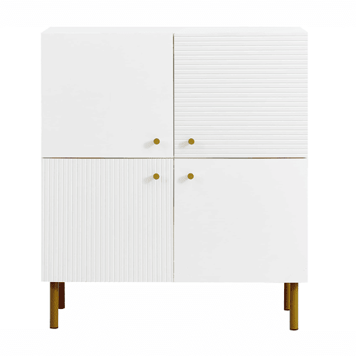 Aparador moderno - MDF com puxadores em liga de zinco e pés em aço, design elegante para a sala de estar, quarto e hall de entrada - Branco