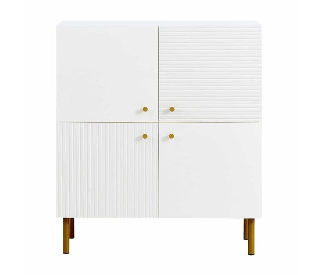 Aparador moderno - mdf con tiradores de aleación de zinc y patas de acero, diseño elegante para salón, dormitorio y recibidor - blanco