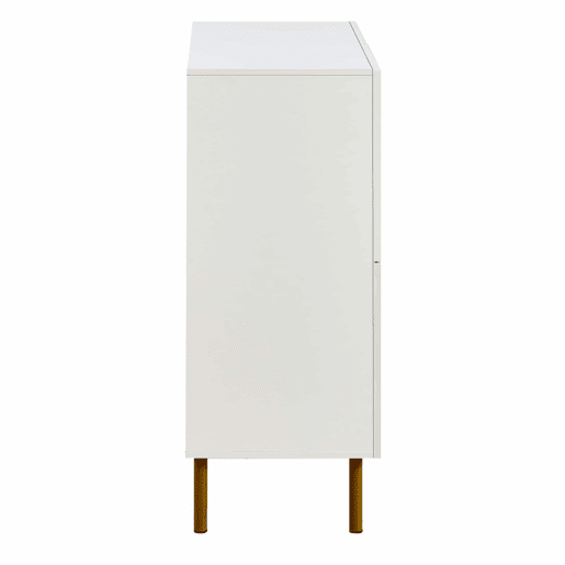 Aparador moderno - MDF com puxadores em liga de zinco e pés em aço, design elegante para a sala de estar, quarto e hall de entrada - Branco