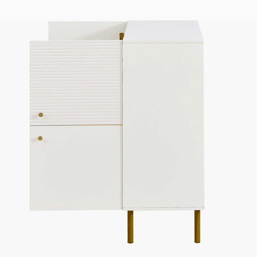 Aparador moderno - MDF com puxadores em liga de zinco e pés em aço, design elegante para a sala de estar, quarto e hall de entrada - Branco