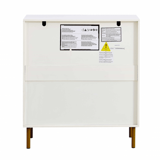 Aparador moderno - MDF com puxadores em liga de zinco e pés em aço, design elegante para a sala de estar, quarto e hall de entrada - Branco