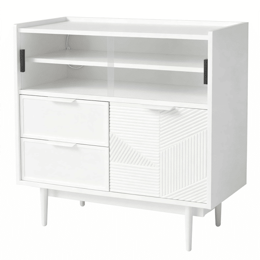 Armário de casa de banho de 80 cm - com faixa de luz, porta de vidro - branco