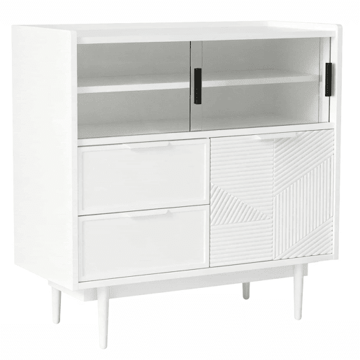 Armário de casa de banho de 80 cm - com faixa de luz, porta de vidro - branco
