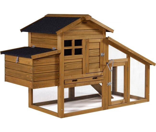 Gallinero "clochette" con caja nido de madera - marrón