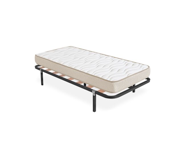 Pack somier lama ancha con colchón viscoelástico nova plus 105 x 190 cm altura 20cm firmeza media alta tejido transpirable y antiacaros