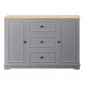 Aparador moderno de 126 cm - 3 gavetas e portas tipo frigorífico, elegante para a sala de jantar, sala de estar e hall de entrada - Cinza