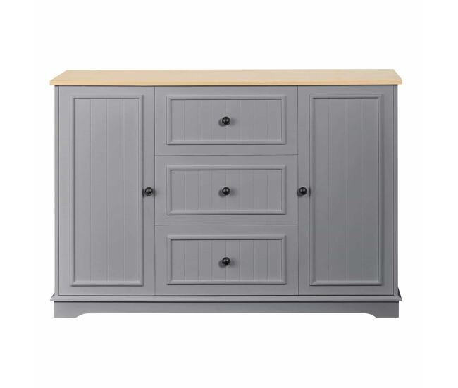 Aparador moderno 126 cm - 3 cajones y puertas tipo frigorífico, elegante para comedor, salón y recibidor - gris