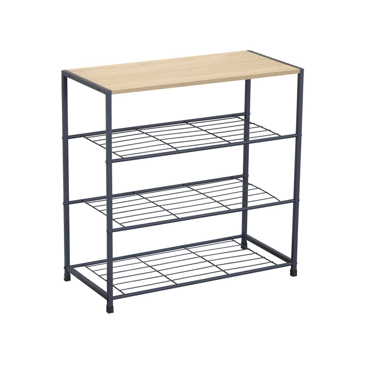 Consola con zapatero mindy - color madera natural y negro - homekit
